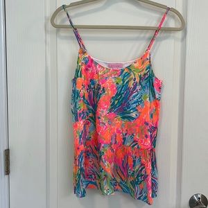 Lilly Pulitzer Abena Top, Multi Fan Sea Pants size Small